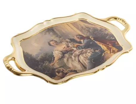 Блюдо с ручками ceramiche (bruno costenaro) мультиколор 53x6x35 см.