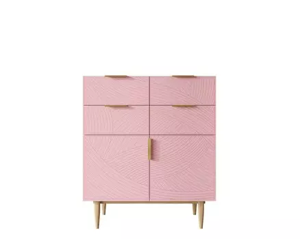 Большой комод с четырьмя ящиками и дверками line (etg-home) розовый 90x105x60 см.
