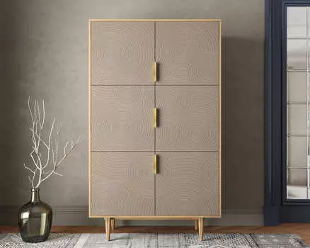 Большой комод с шестью дверками line r20/beige (etg-home) серый 104x174x45 см.