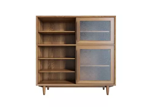 Буфет bruni с витражными стеклами (etg-home) коричневый 120x120x40 см.