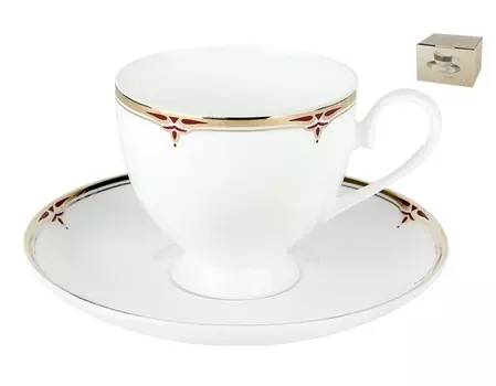 Чайная пара соната (коралл) белый 9 см.