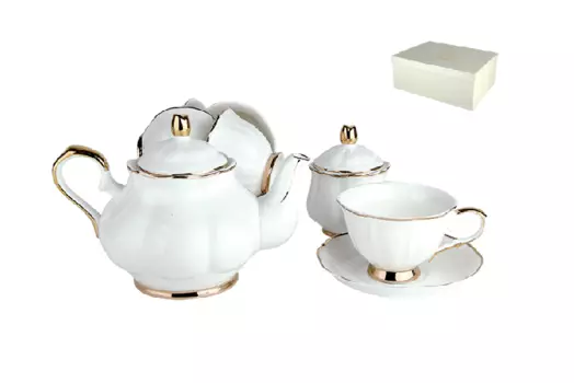 Чайный сервиз грация 6/14 (коралл) белый 40x15x30 см.