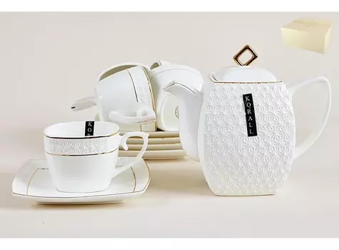 Чайный сервиз снежная королева (коралл) белый 35x15x35 см.