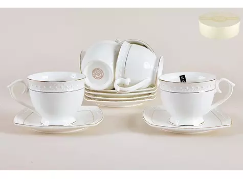 Чайный сервиз снежная королева (коралл) белый 38x9x38 см.