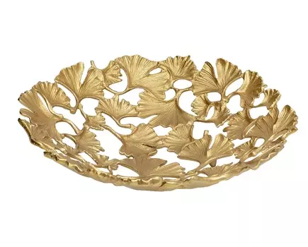 Чаша декоративная ginkgo (kare) золотой 43x10x43 см.