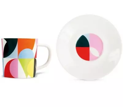 Чашка для эспрессо с блюдцем solena (remember) мультиколор 9 см.