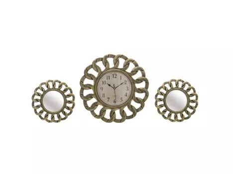 Часы настенные и 2 зеркала aureliano (to4rooms) бронзовый 3.5 см.