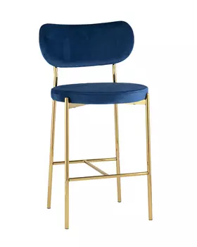 Cтул полубарный барбара велюр королевский синий золотые ножки (stoolgroup) синий 48x100x53 см.