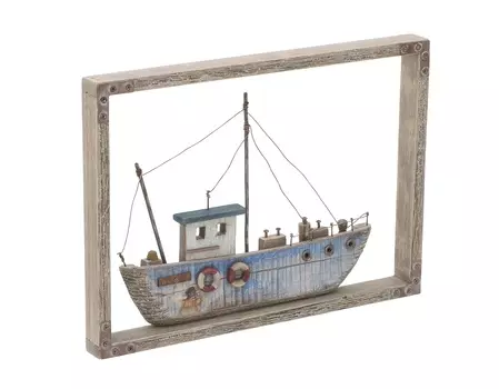 Декор настенный - лодка jastra (to4rooms) голубой 35.0x25.0x3.0 см.