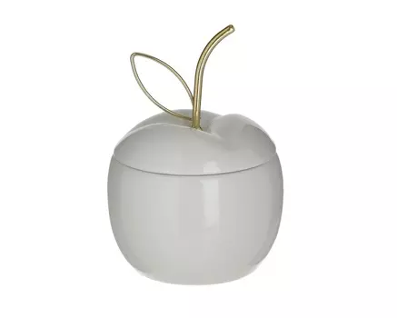 Декор настольный - шкатулка яблоко revise (to4rooms) белый 9x12x9 см.