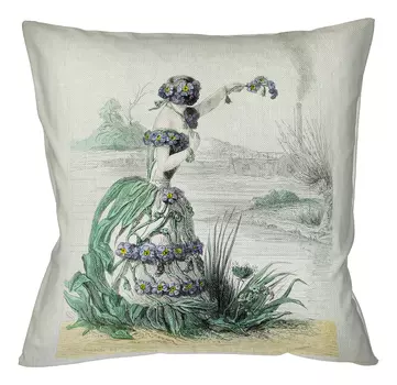 Декоративная подушка «романтическая незабудка» (object desire) серый 45x45 см.