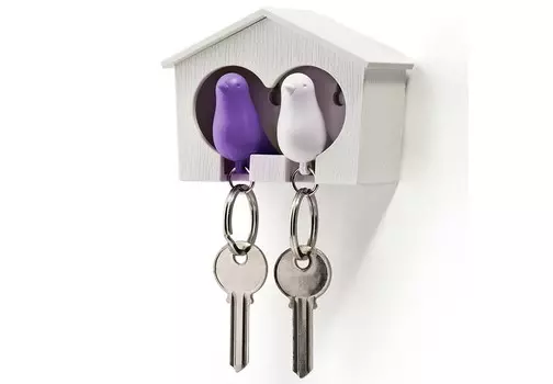 Держатель-брелок для ключей sparrow (qualy) фиолетовый 7x9x4 см.