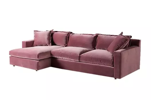 Диван угловой “velvet (idealbeds) розовый 240x93x98 см.