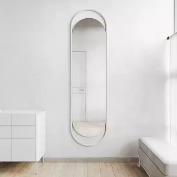 Дизайнерское настенное зеркало evelix l в раме белого цвета (genglass) белый 48x178x2 см.