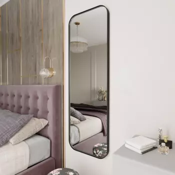 Дизайнерское настенное зеркало kuvino m в тонкой металлической раме черного цвета (genglass) черный 50x150x4 см.