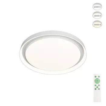 Dk6516-wh накладной светильник со встроенным светодиодом, 50w, ip 20, 3000k - 6500k, управление пульт д/у (в комплекте) и wi-fi 2,4 ггц. эко система tuya smart, яндекс.алиса, белый, металл, полимер (denkirs) белый