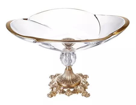 Фруктовница на ножке bohemia gold globus (bohemia gold) прозрачный 33 см.