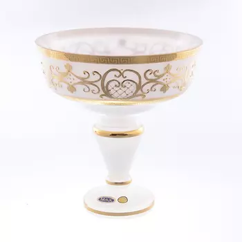 Фруктовница на ножке лепка белая 26см (star crystal) белый 25 см.