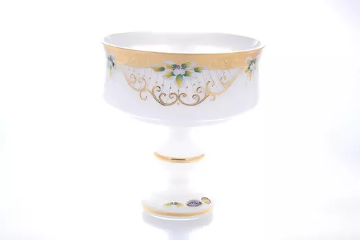 Фруктовница на ножке лепка белая 26см (star crystal) белый 26 см.