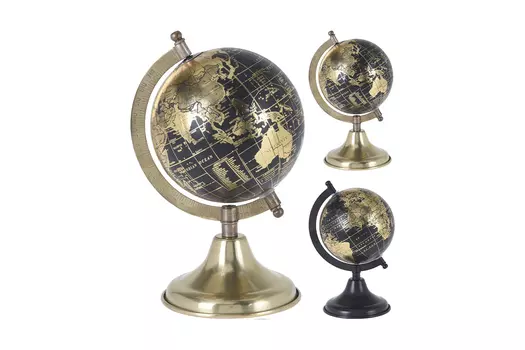 Глобус на подставке черный/золотой d22*36 (garda decor) золотой 36 см.