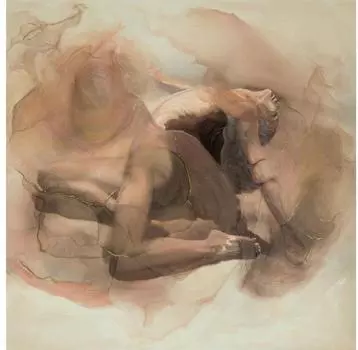 Холст объятия страсти (garda decor) бежевый 100x100 см.