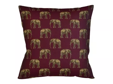 Интерьерная подушка группа слонов в бордовом (object desire) красный 45x12x45 см.