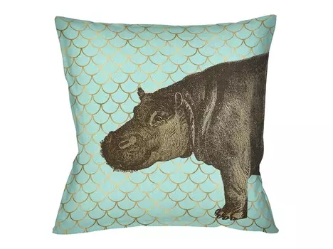 Интерьерная подушка самый обыкновенный бегемот (object desire) голубой 45x12x45 см.