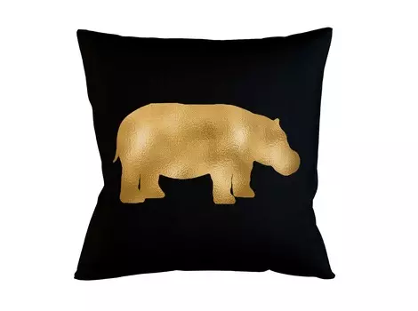 Интерьерная подушка «золотой бегемот» (object desire) мультиколор 45x45 см.