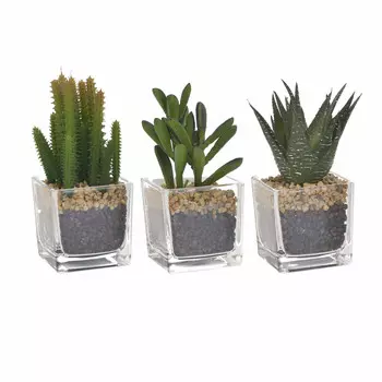 Искусственный цветок в кашпо, комплект из 3 шт pure (to4rooms) прозрачный 7.0x14.0x7.0 см.