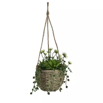 Искусственный цветок в кашпо с подвесом wafla (to4rooms) зеленый 18 см.