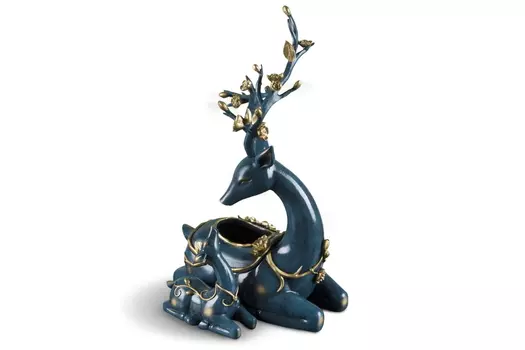 Изысканная статуэтка - оленей с емкостью для салфеток (my interno) синий 18x28x14 см.
