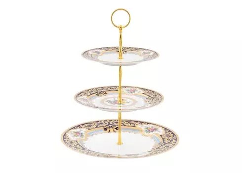 Этажерка трех ярусная opal cobalt gold (falkenporzellan) мультиколор