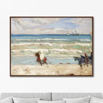 Репродукция картины на холсте beach scene, tangier , 1906г. (картины в квартиру) голубой 105x75 см.