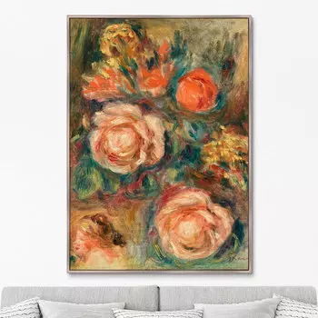 Репродукция картины на холсте bouquet de roses 1900г. (картины в квартиру) коричневый 75x105 см.