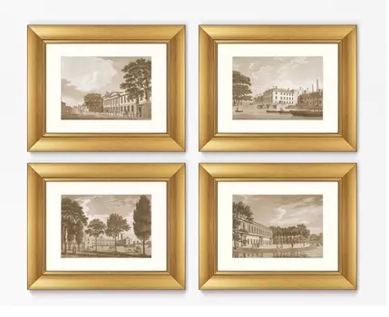Набор из 4-х репродукций картин в раме cambridge university , 1799г. (картины в квартиру) мультиколор 50x40 см.