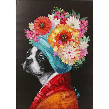 Картина dog flowers (kare) мультиколор 70x100x4 см.
