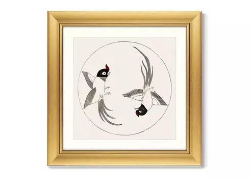 Репродукция картины в раме japanese vintage woodblock print №41, 1864г. (картины в квартиру) мультиколор 60x60 см.