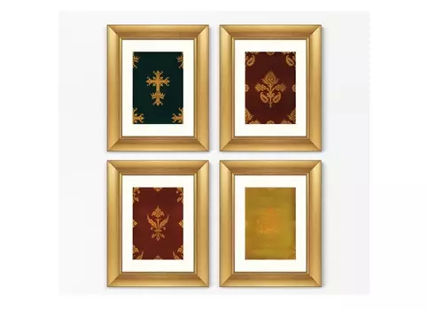Набор из 4-х репродукций картин в раме floral pattern iii, 1892г. (картины в квартиру) мультиколор 40x50 см.