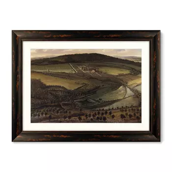 Репродукция картины в раме north prospect of hampton court, herefordshire 1699г. (картины в квартиру) коричневый 81x61 см.