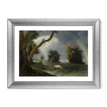 Репродукция картины в раме storm near the col-gon rocks 1790г. (картины в квартиру) зеленый 61x81 см.