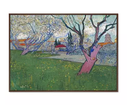 Репродукция картины на холсте view of arles with trees in blossom 1889г. (картины в квартиру) мультиколор 105x75 см.
