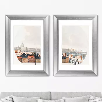 Набор из 2-х репродукций картин в раме view of rome , 1688г. (картины в квартиру) мультиколор 50x70 см.