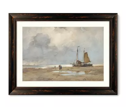 Репродукция картины в раме view on the beach, 1895г. (картины в квартиру) мультиколор 80x60 см.