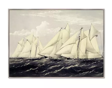 Репродукция картины на холсте yachts on a summer cruise 1871г. (картины в квартиру) мультиколор 105x75 см.