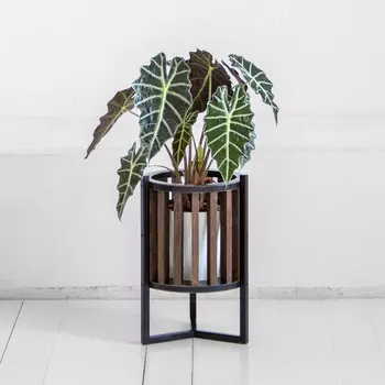 Кашпо куг в коричневом цвете дуба с черным металлом (archpole) коричневый 34x50x34 см.