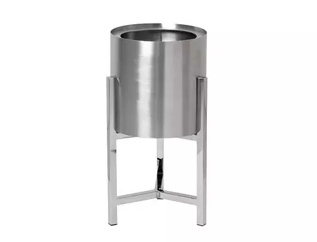 Кашпо металлическое на подставке (хром) (garda decor) серый 25x50 см.