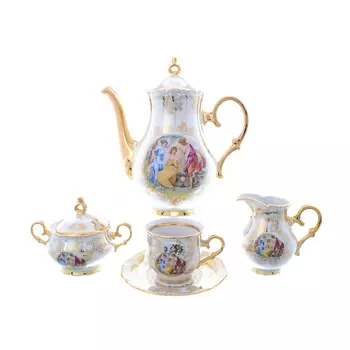 Кофейный сервиз мадонна перламутр корона (queen s crown) золотой