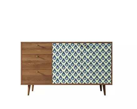 Комод berber с двумя дверками и ящиками (etg-home) синий 150.0x90.0x45.0 см.