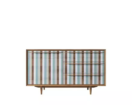 Комод bruni print 1 с ящиками и дверкой (etg-home) коричневый 130x75x45 см.