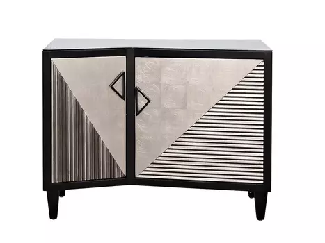 Комод дизайнерский с дверцами (garda decor) серебристый 112x88x46 см.